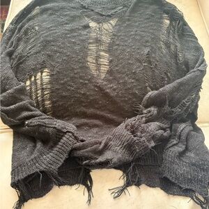 Distressed Black Sweater